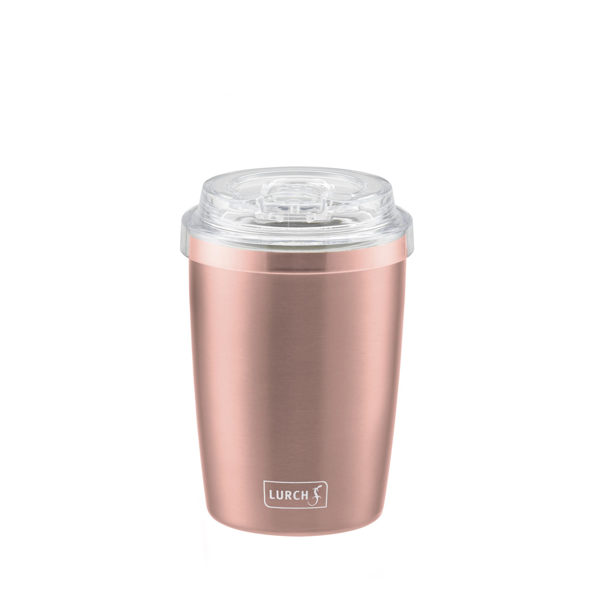 Cana Termos pentru Cafea Lurch, otel inoxidabil, roz auriu, cu capac transparent, 0,3l